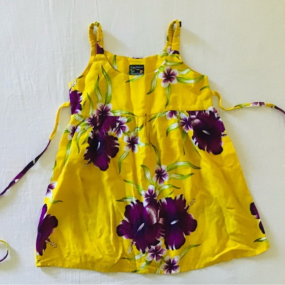 Aloha Fashion Toddler Girls Hawaiian Floral Luau Dress Adjustable Waist - Picture 1 of 4